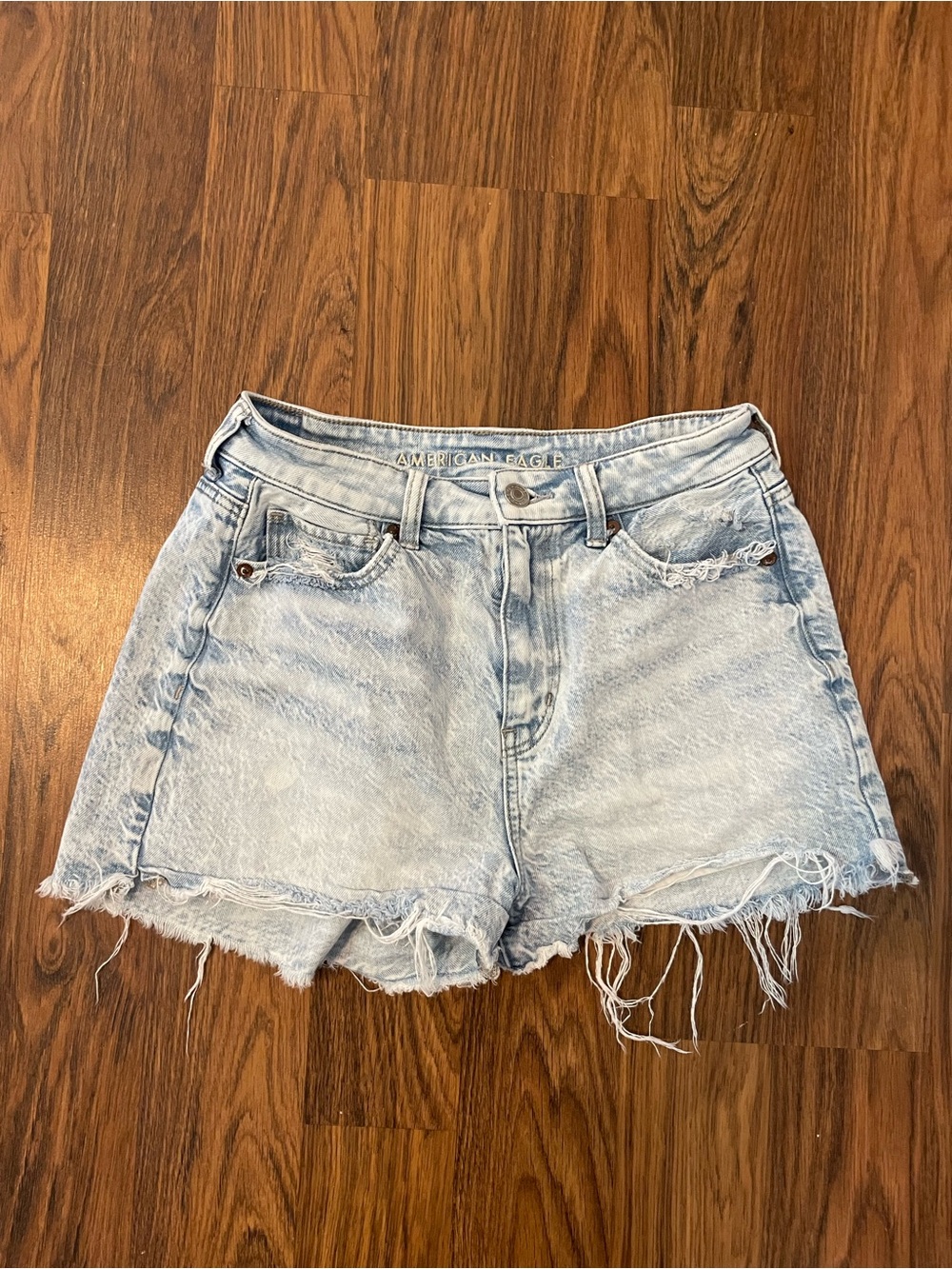 American Eagle Outfitters Vintage Light Blue Distressed Denim Cutoff Shorts